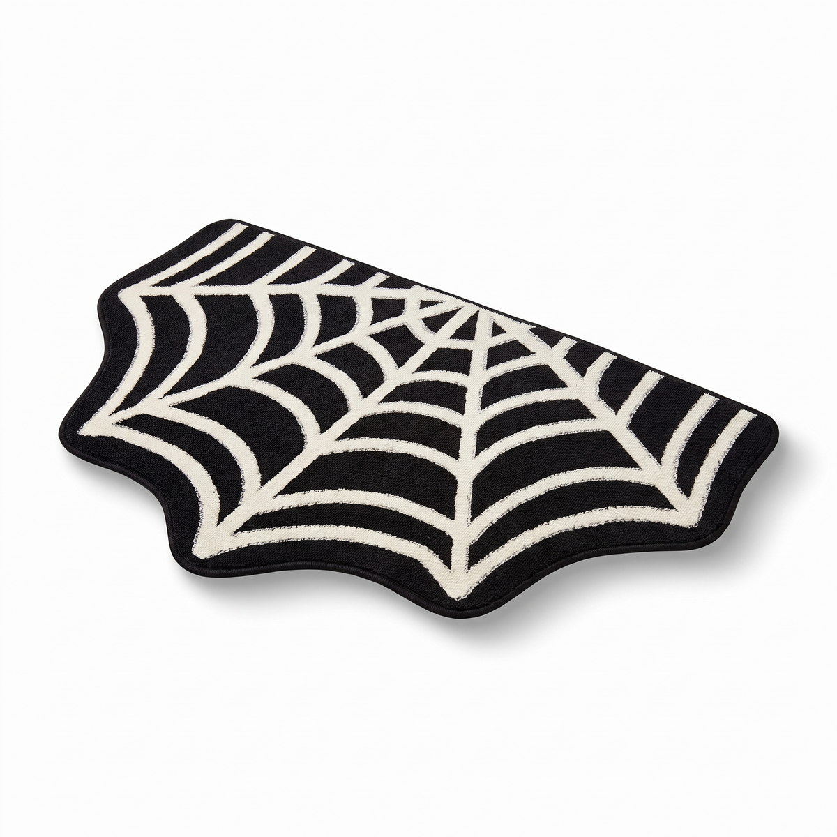 Alfombra de telaraña negra y blanca en forma de media luna - Zavro